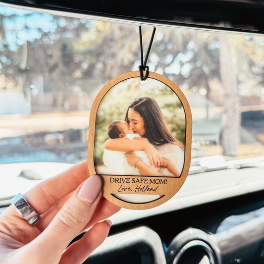Wood and Acrylic Car Photo Charm