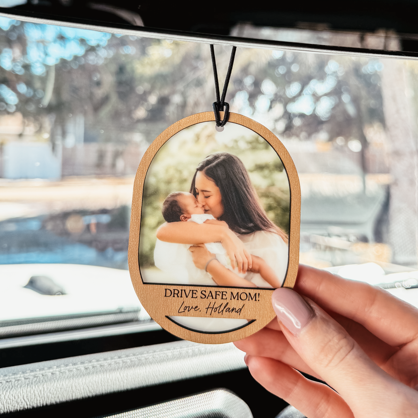 Wood and Acrylic Car Photo Charm