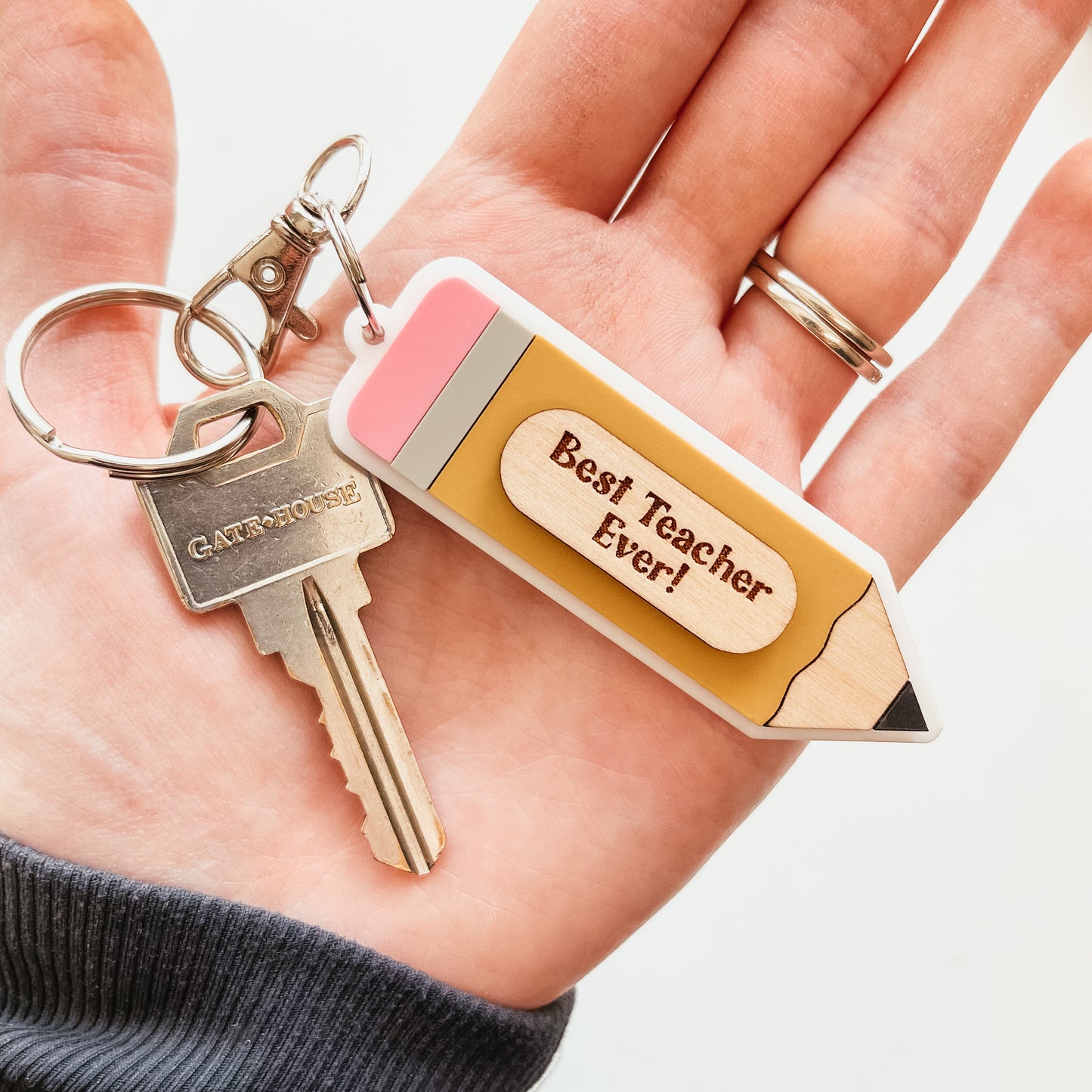 3D Personalized Pencil Teacher Keychain