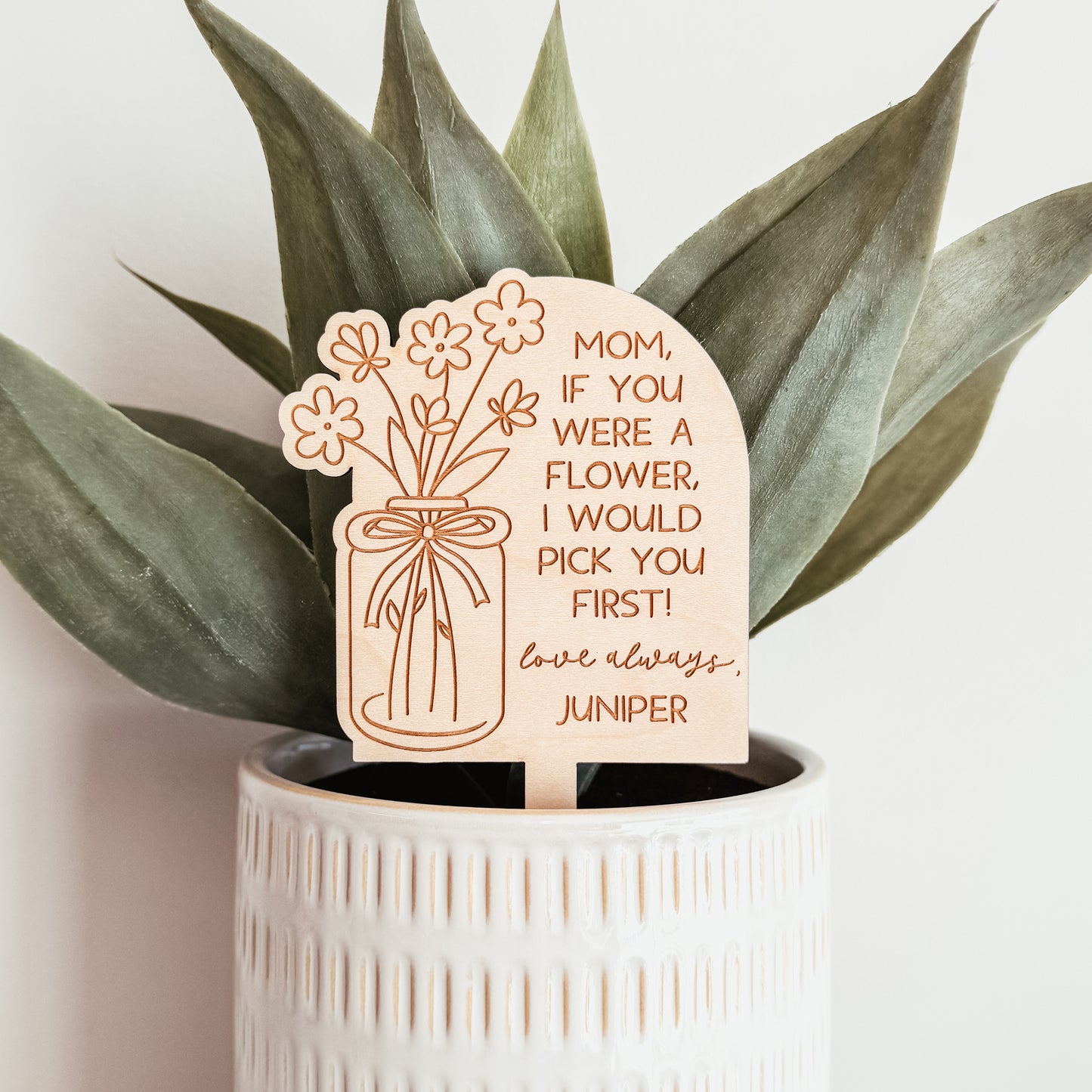 Personalized Mom Wooden Plant Stake