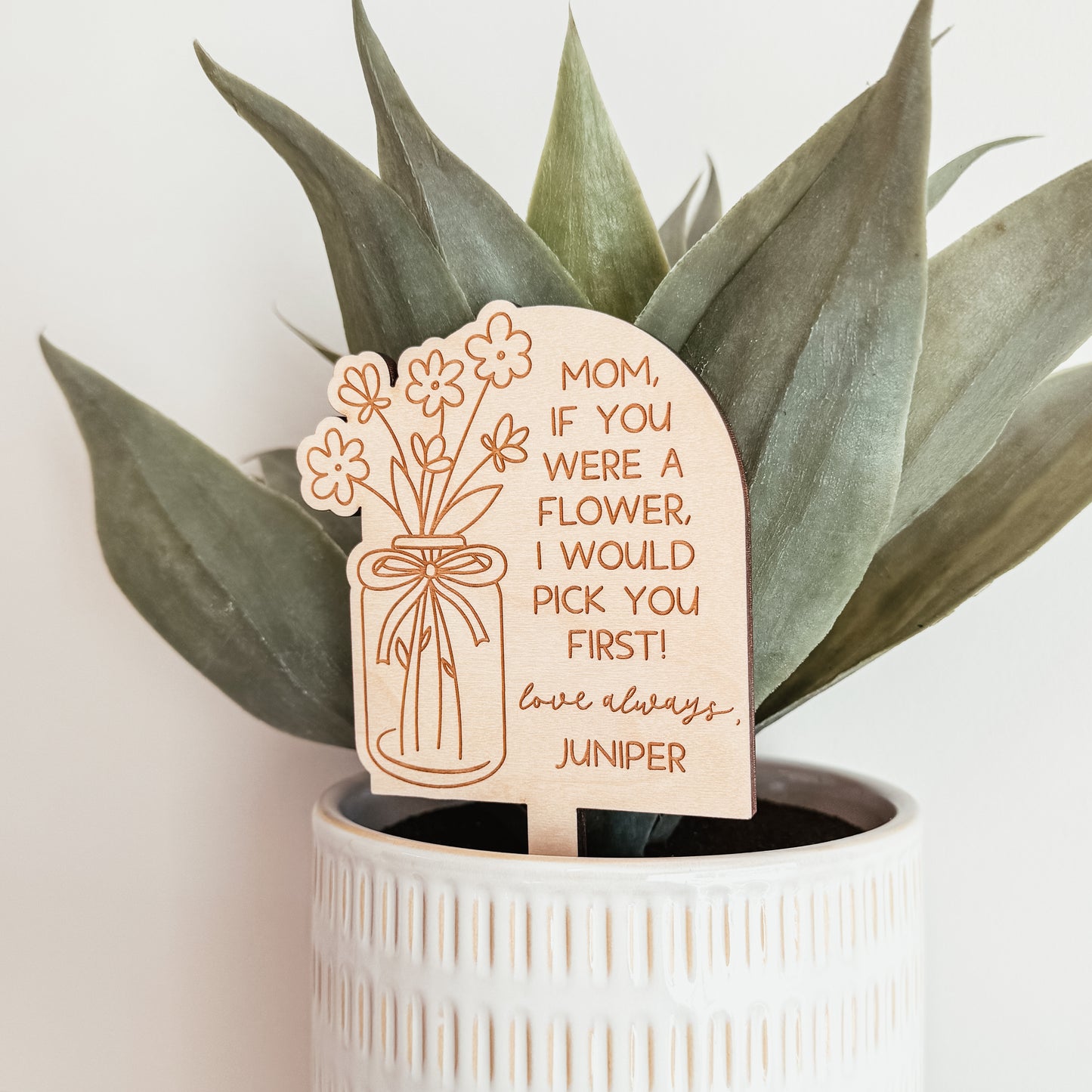 Personalized Mom Wooden Plant Stake