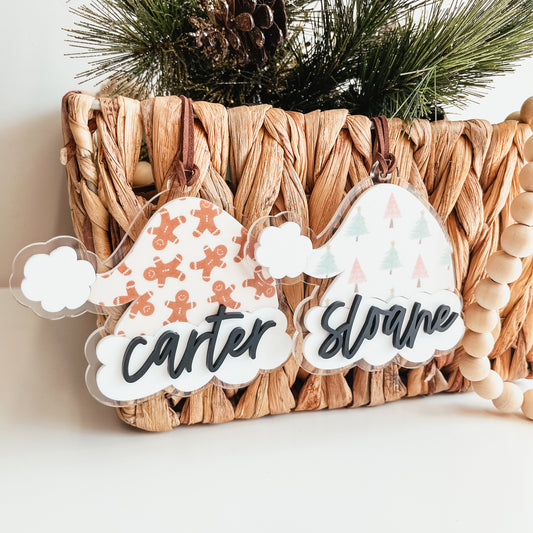 3D Acrylic Santa Hat Stocking Tag