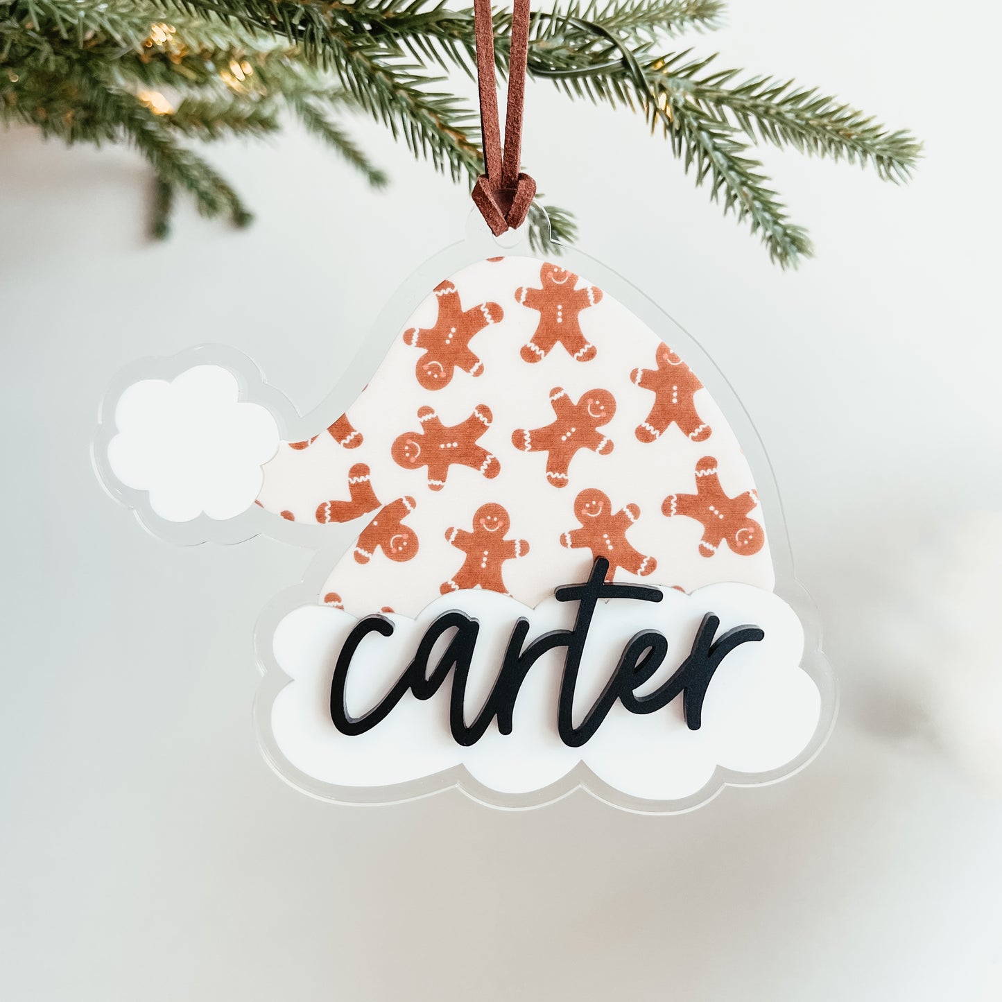 3D Acrylic Santa Hat Stocking Tag