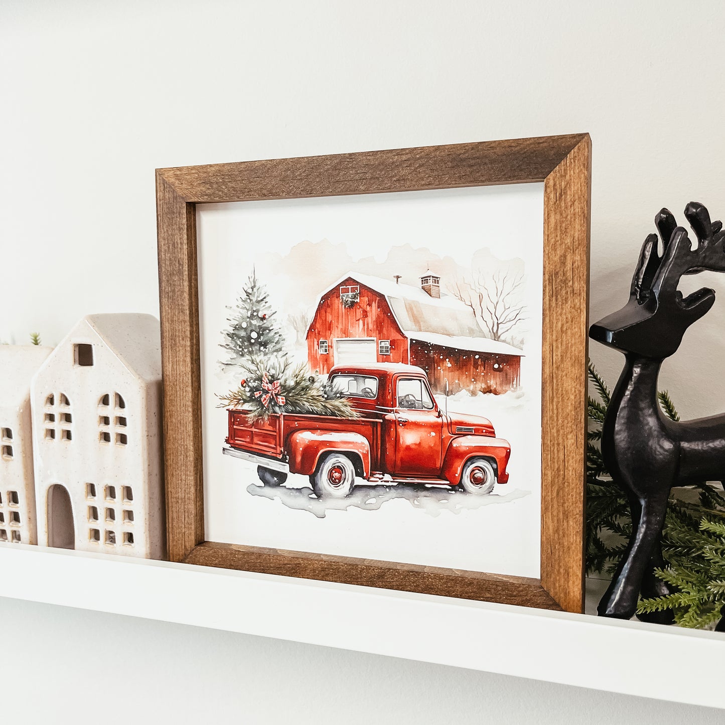 Holiday Red Truck Christmas Sign