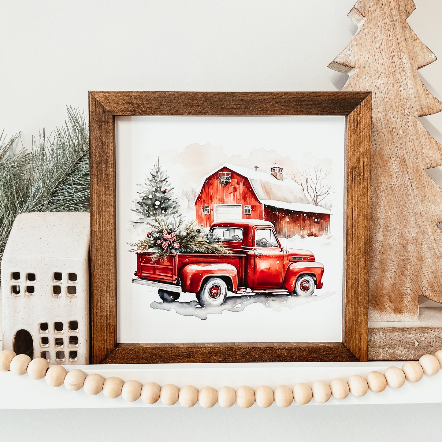 Holiday Red Truck Christmas Sign