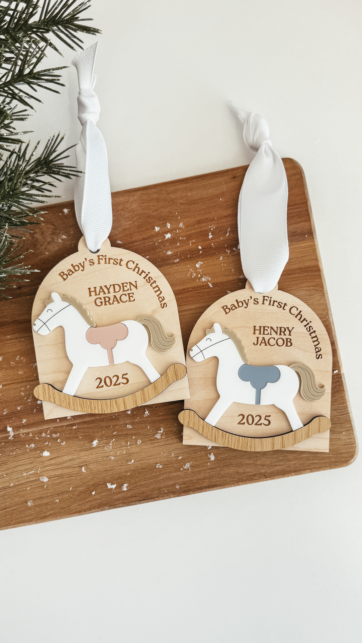 3D Baby's First Christmas Rocking Horse Ornament
