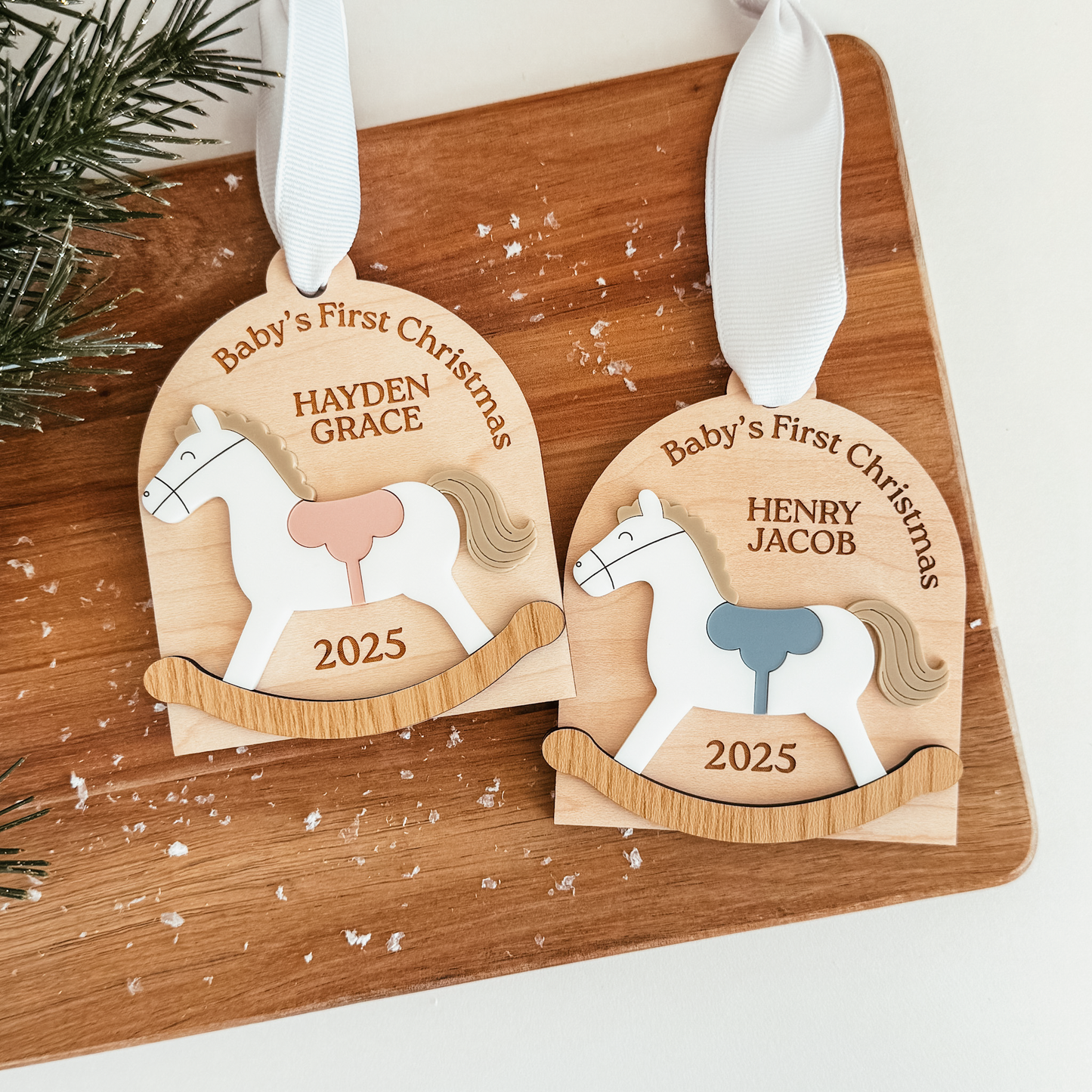 3D Baby's First Christmas Rocking Horse Ornament