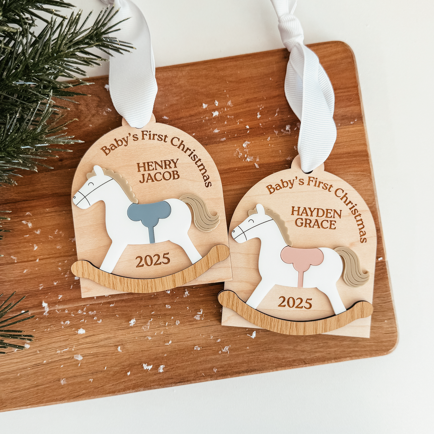 3D Baby's First Christmas Rocking Horse Ornament