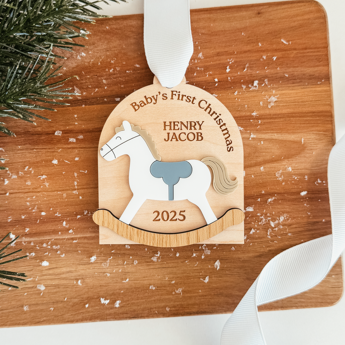 3D Baby's First Christmas Rocking Horse Ornament