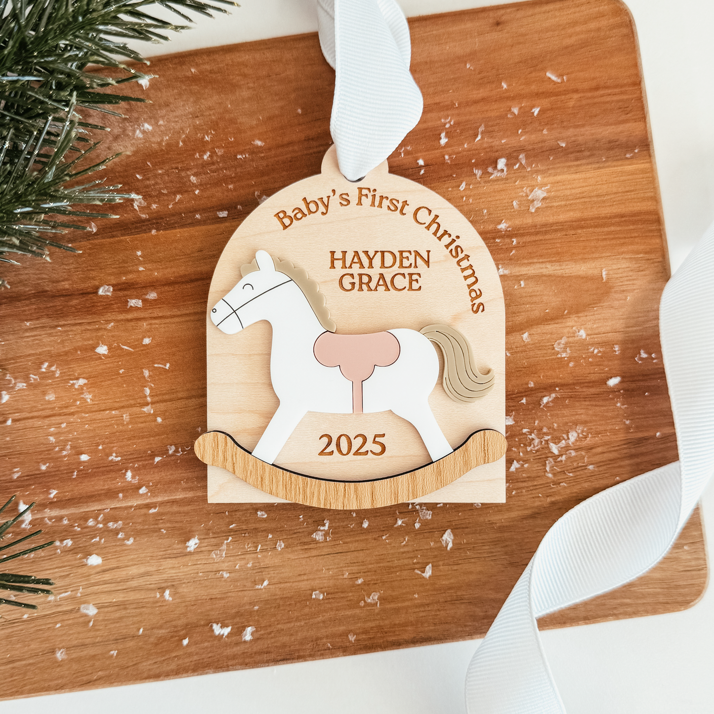 3D Baby's First Christmas Rocking Horse Ornament