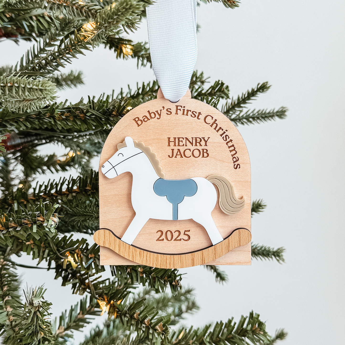 3D Baby's First Christmas Rocking Horse Ornament