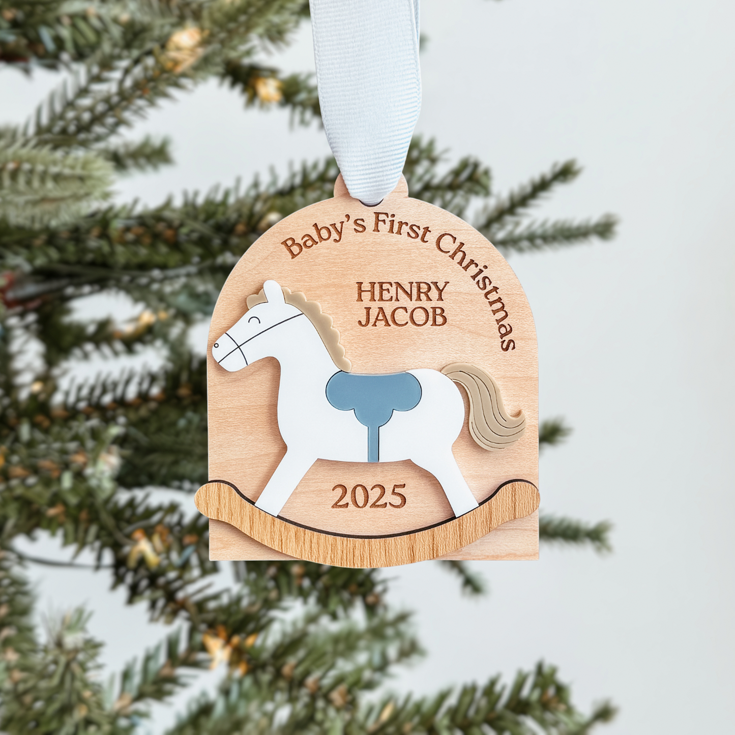 3D Baby's First Christmas Rocking Horse Ornament