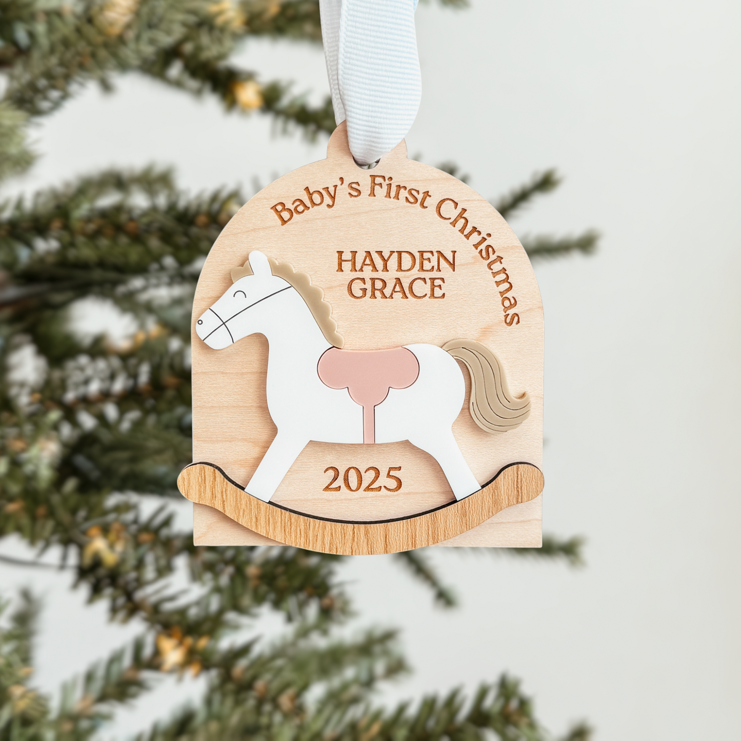 3D Baby's First Christmas Rocking Horse Ornament