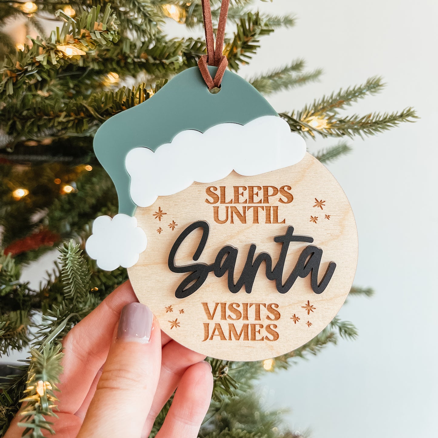 Countdown Until Christmas Santa Hat Christmas Ornament