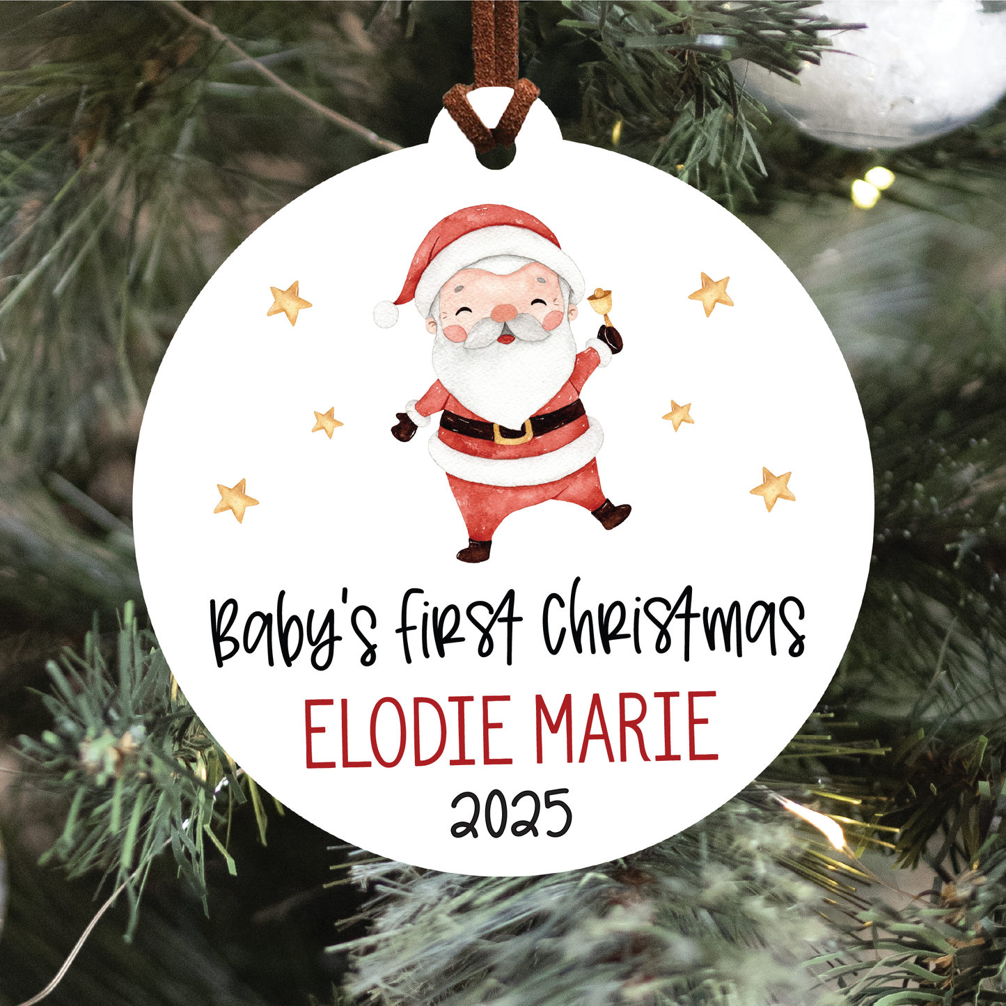 Baby's First Christmas Ornament | Santa & Stars