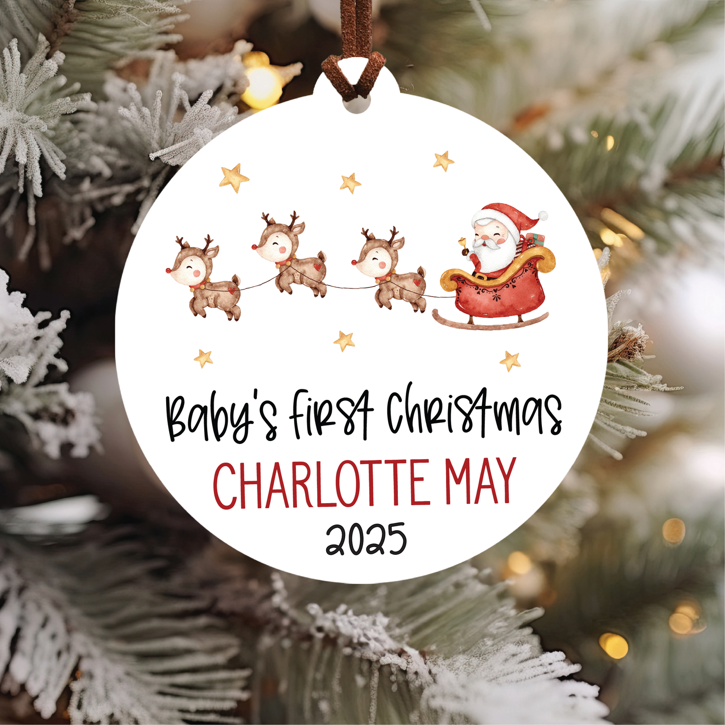 Baby's First Christmas Ornament | Santa & Reindeer