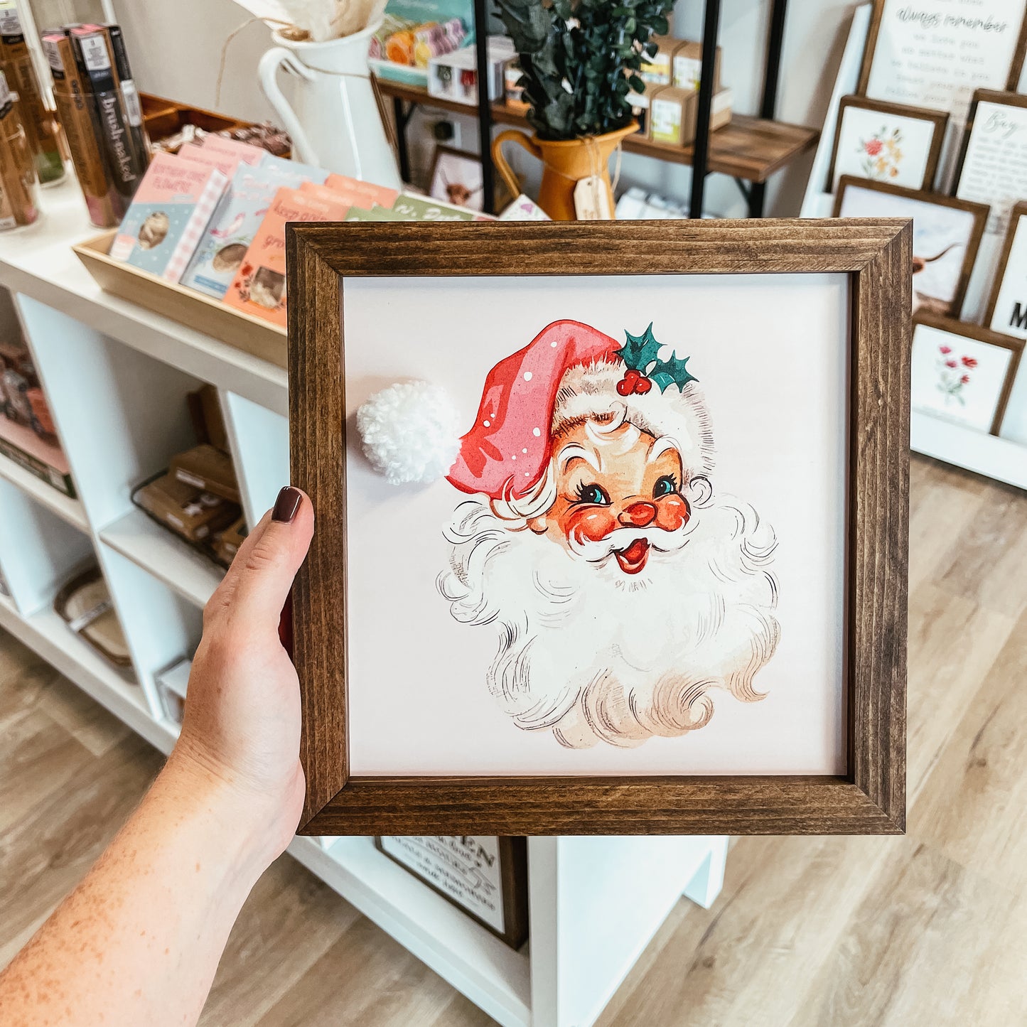 Vintage Santa With Pom Pom Hat Christmas Sign
