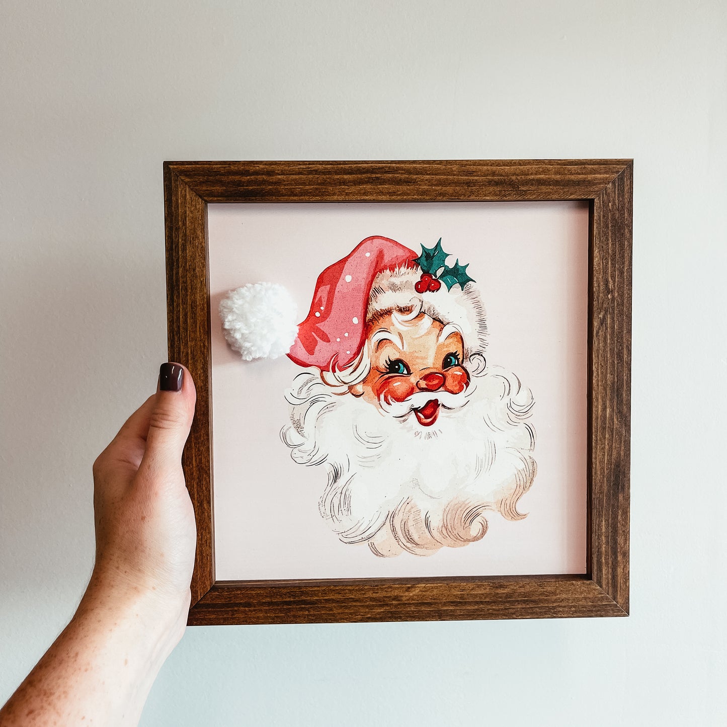 Vintage Santa With Pom Pom Hat Christmas Sign