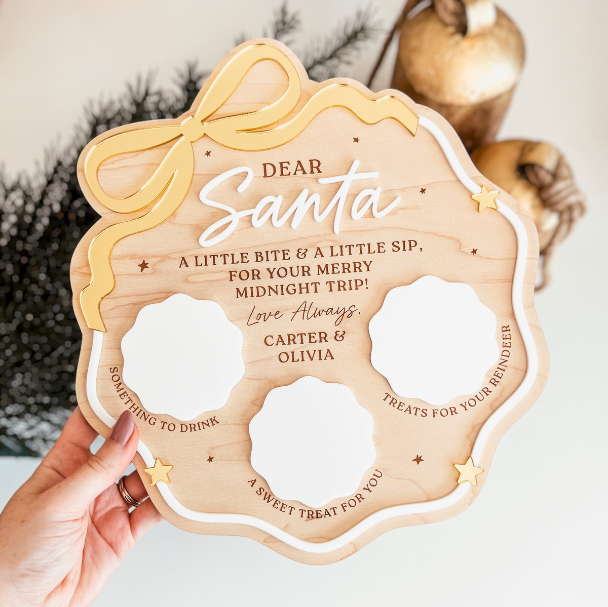 Personalized Dear Santa Treat Tray | Scallop Bow