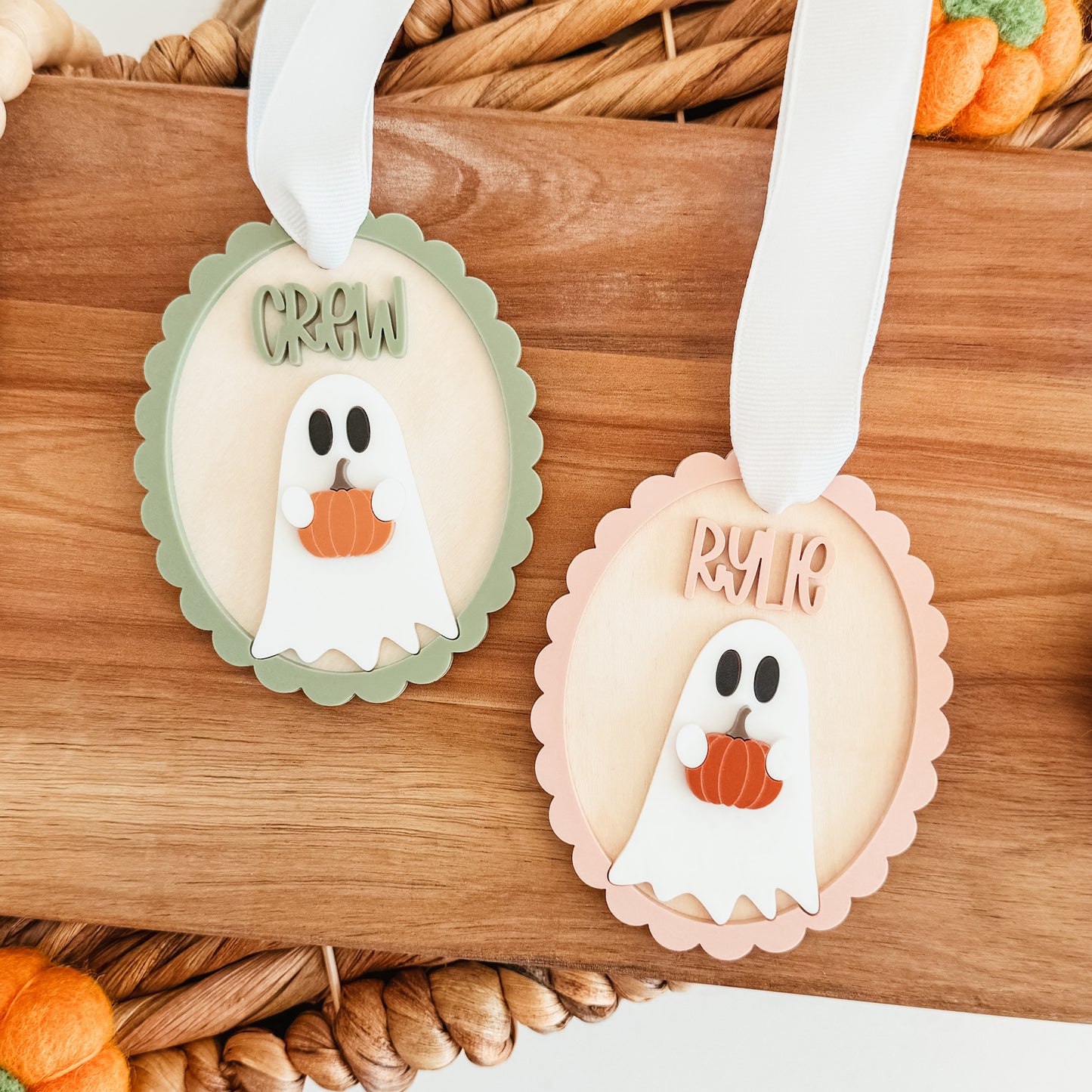 Scallop Ghost Boo Basket Tag