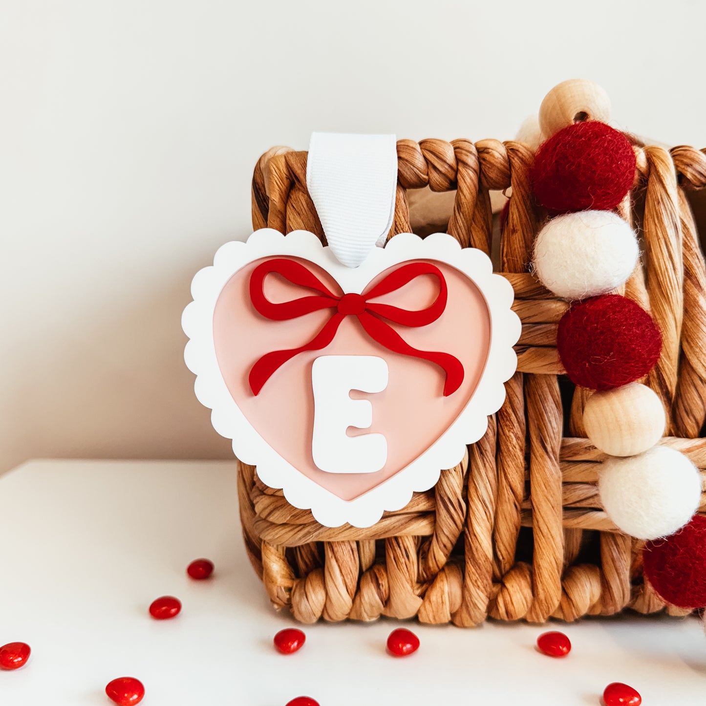 Scallop Heart With Coquette Bow Valentine's Day Tag