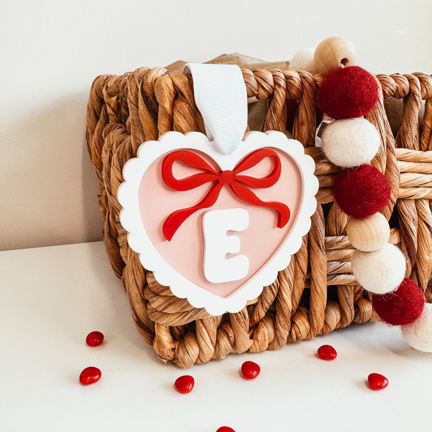 Scallop Heart With Coquette Bow Valentine's Day Tag