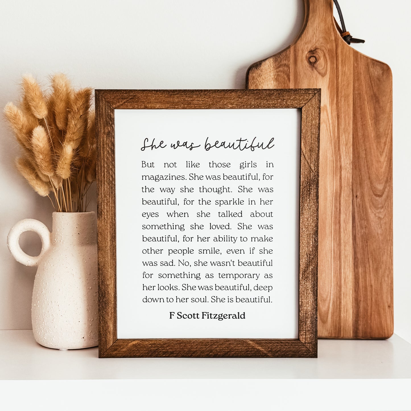 She Was Beautiful F Scott Fitzgerald Framed Wooden Sign