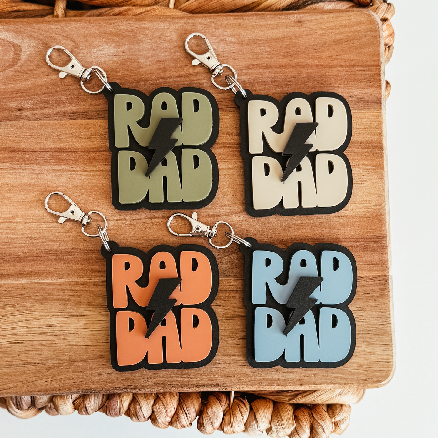 3D Acrylic Rad Dad Lightening Bolt Keychain