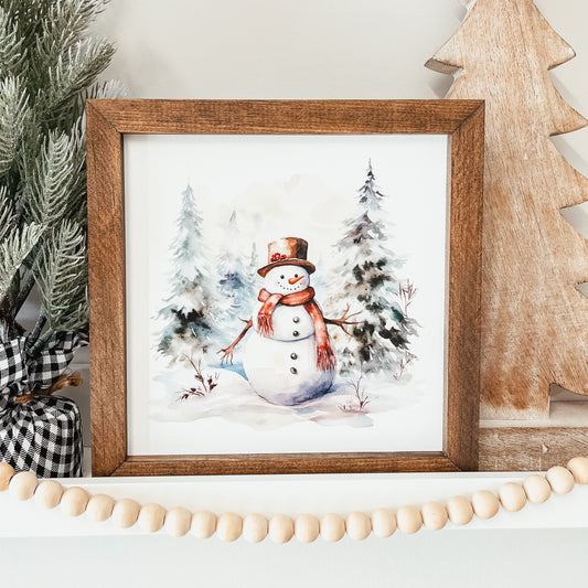 Watercolour Snowman Sign