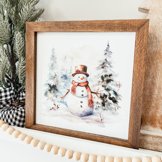 Watercolour Snowman Sign