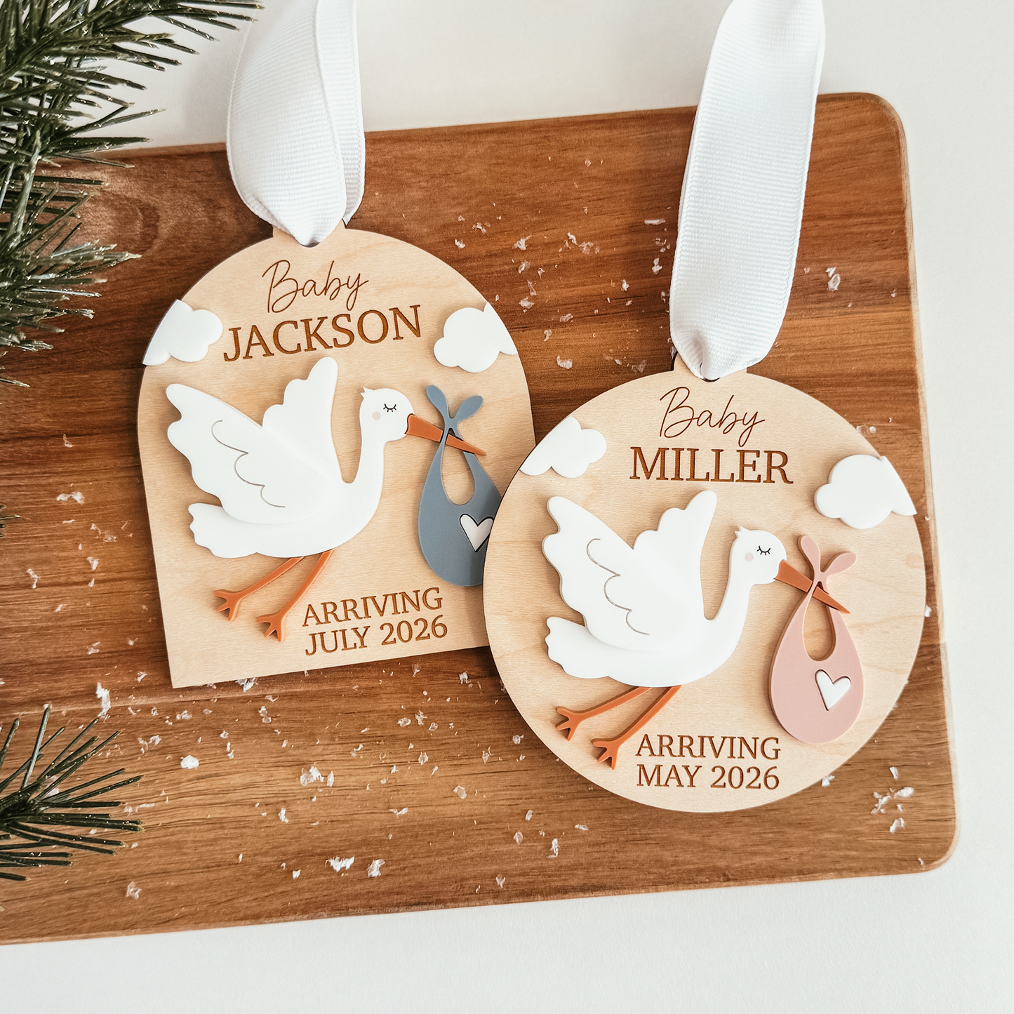 Stork Baby Announcement Ornament