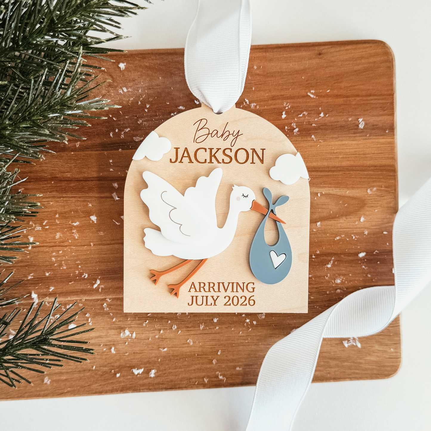 Stork Baby Announcement Ornament