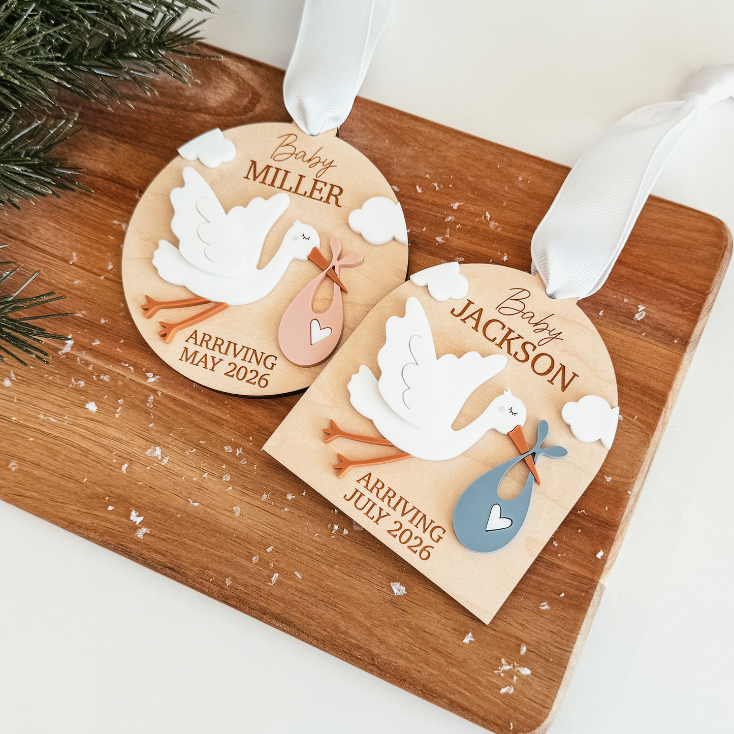 Stork Baby Announcement Ornament