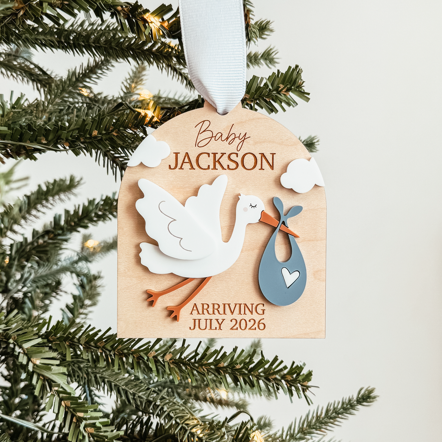 Stork Baby Announcement Ornament