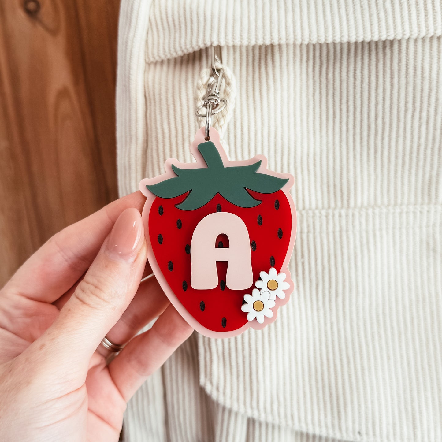 Strawberry Initial Bag Tag