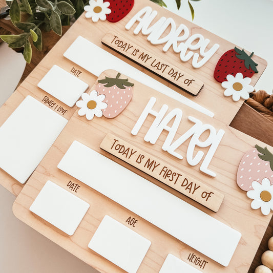 First And Last Day Of School Sign | Strawberries