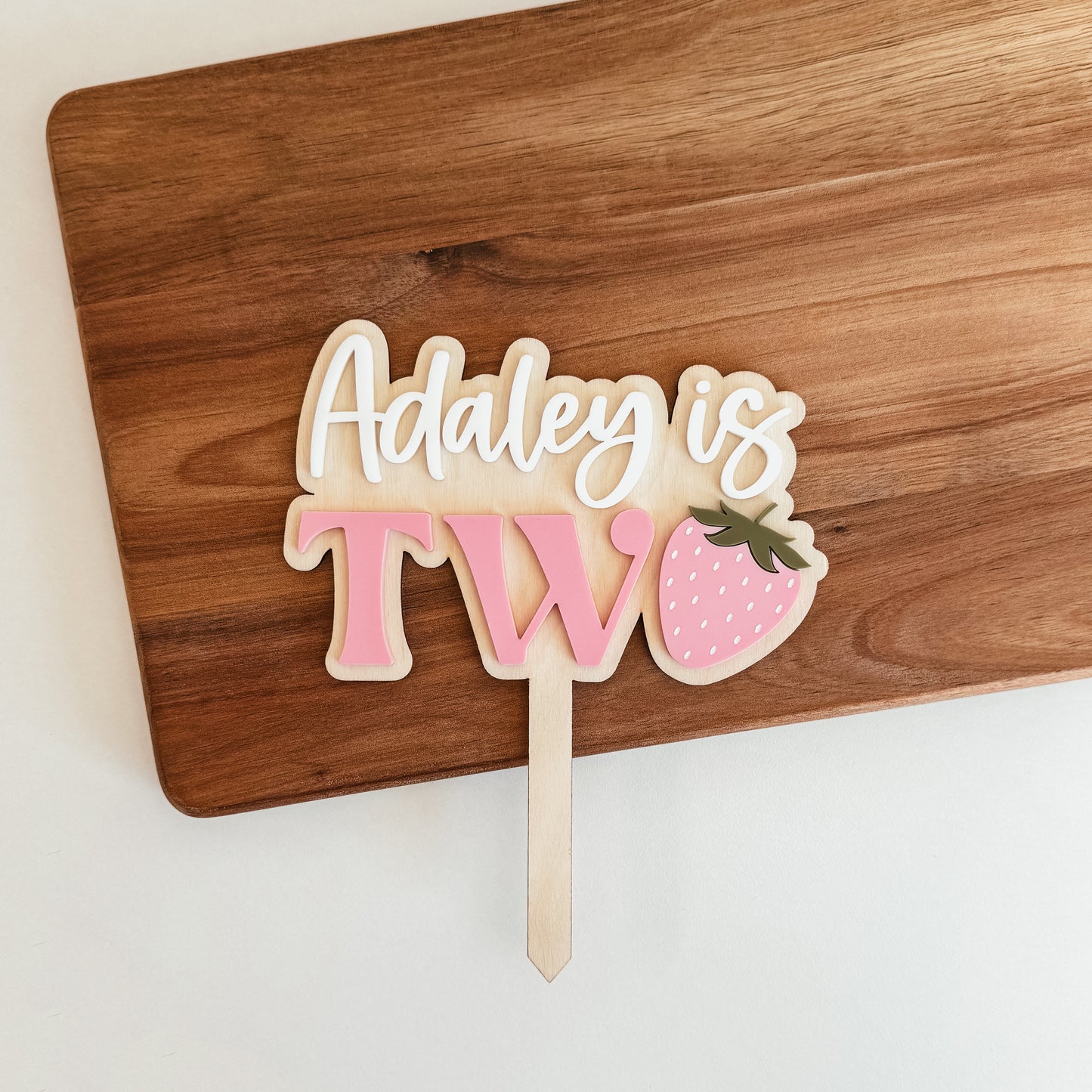 Custom Two Strawberry Cake Topper
