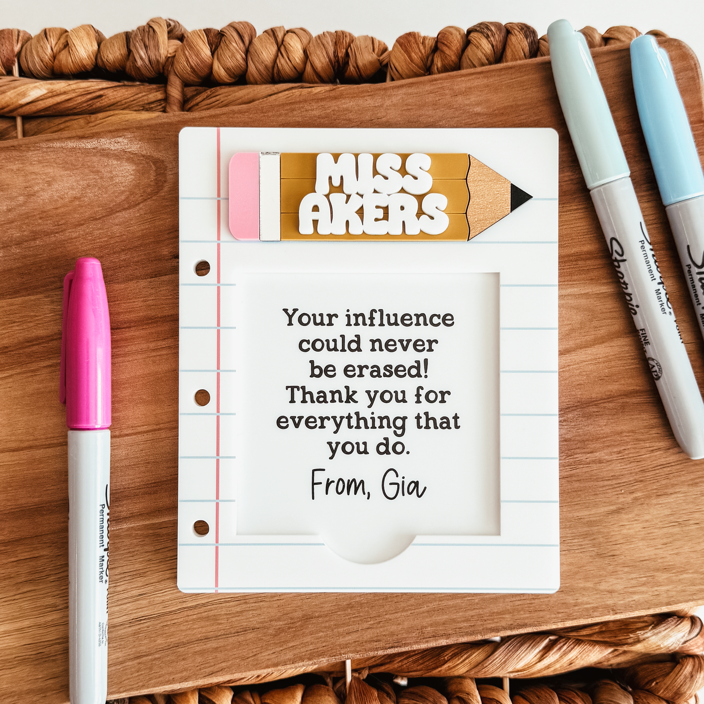 Acrylic Pencil & Paper Sticky Note Holder