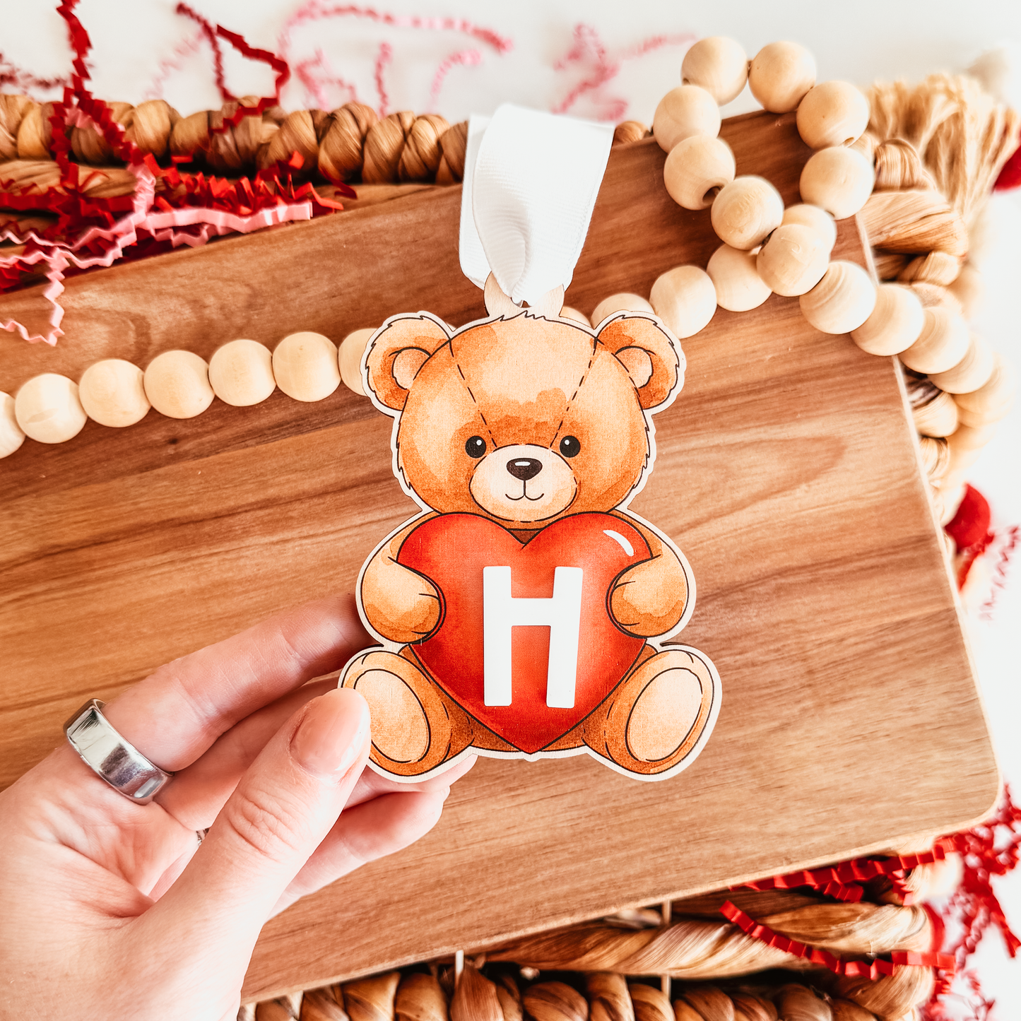 Teddy Bear Valentine's Day Basket Tag or Bag Tag