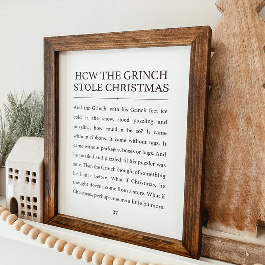 How The Grinch Stole Christmas Framed Sign