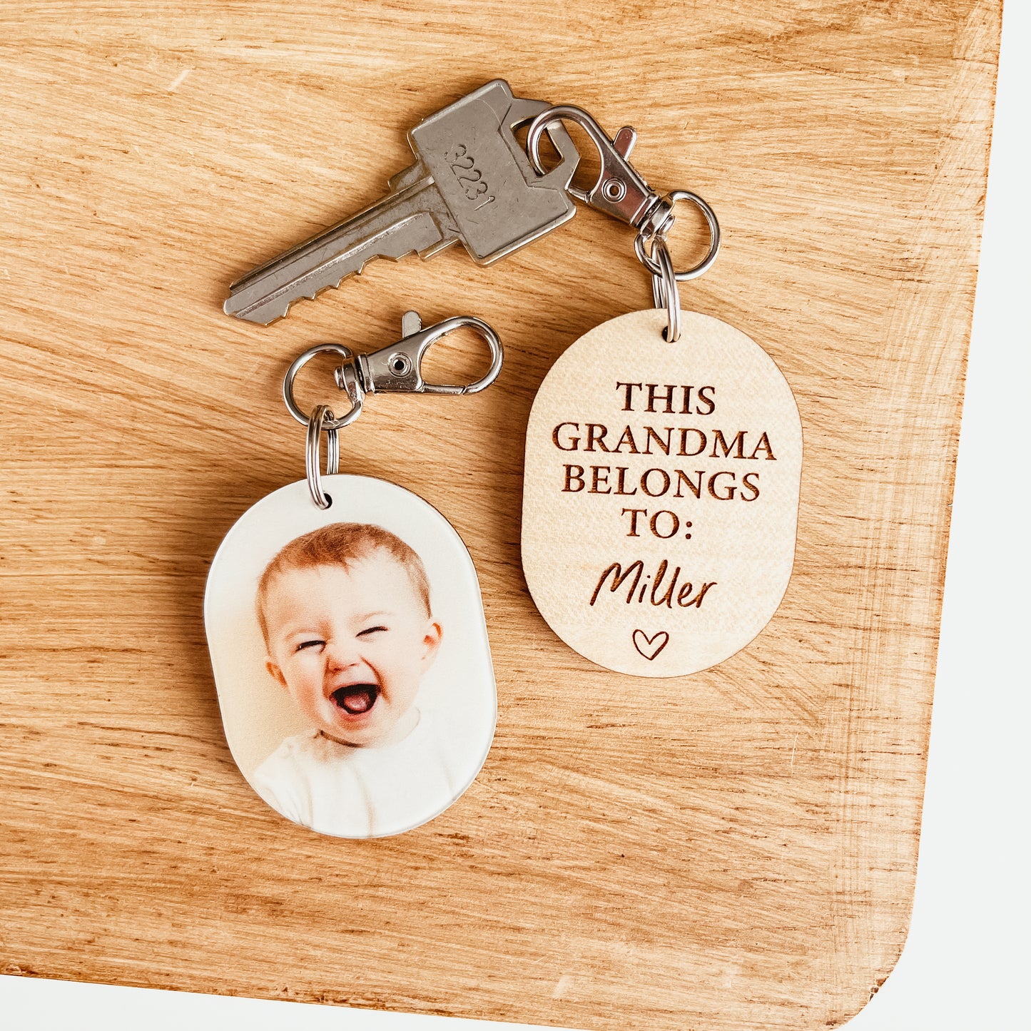 This Grandma/Grandpa Belongs To Photo Keychain