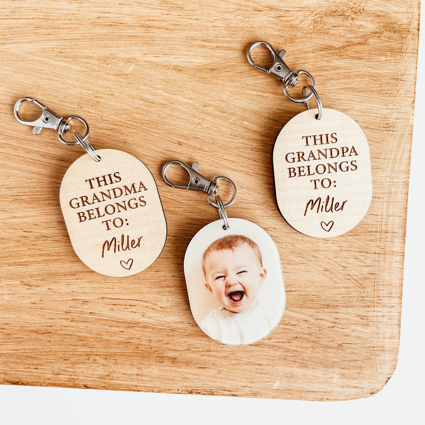 This Grandma/Grandpa Belongs To Photo Keychain
