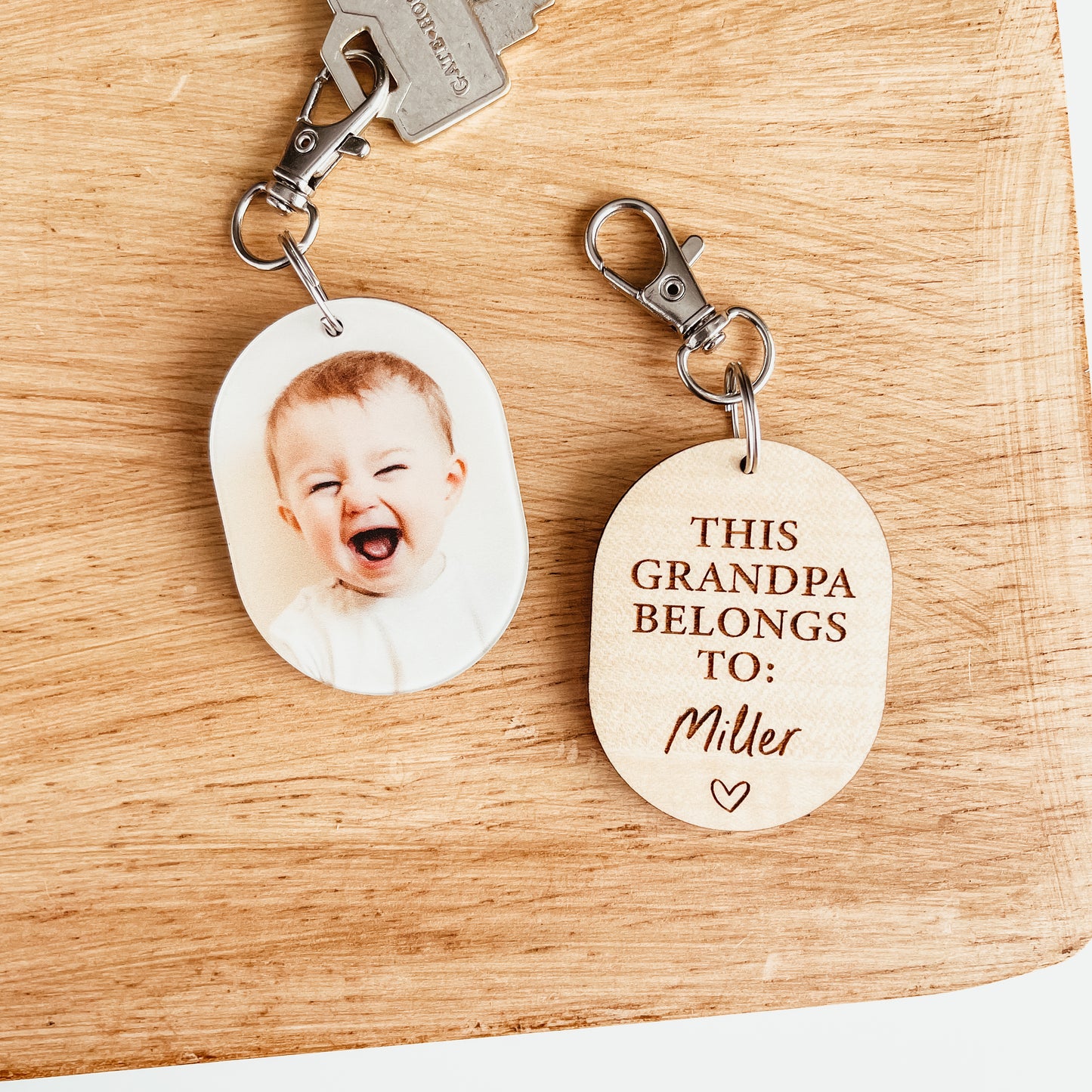 This Grandma/Grandpa Belongs To Photo Keychain