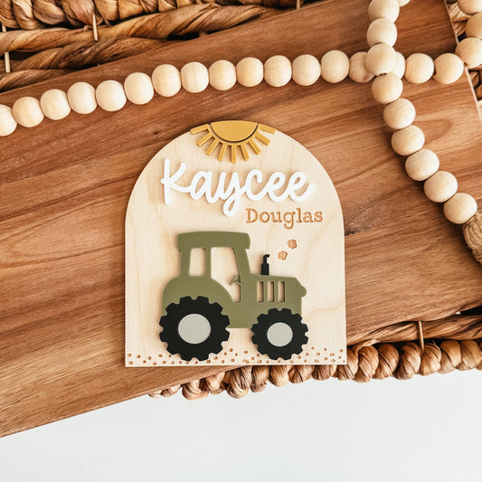 Tractor Baby Name Announcement Sign