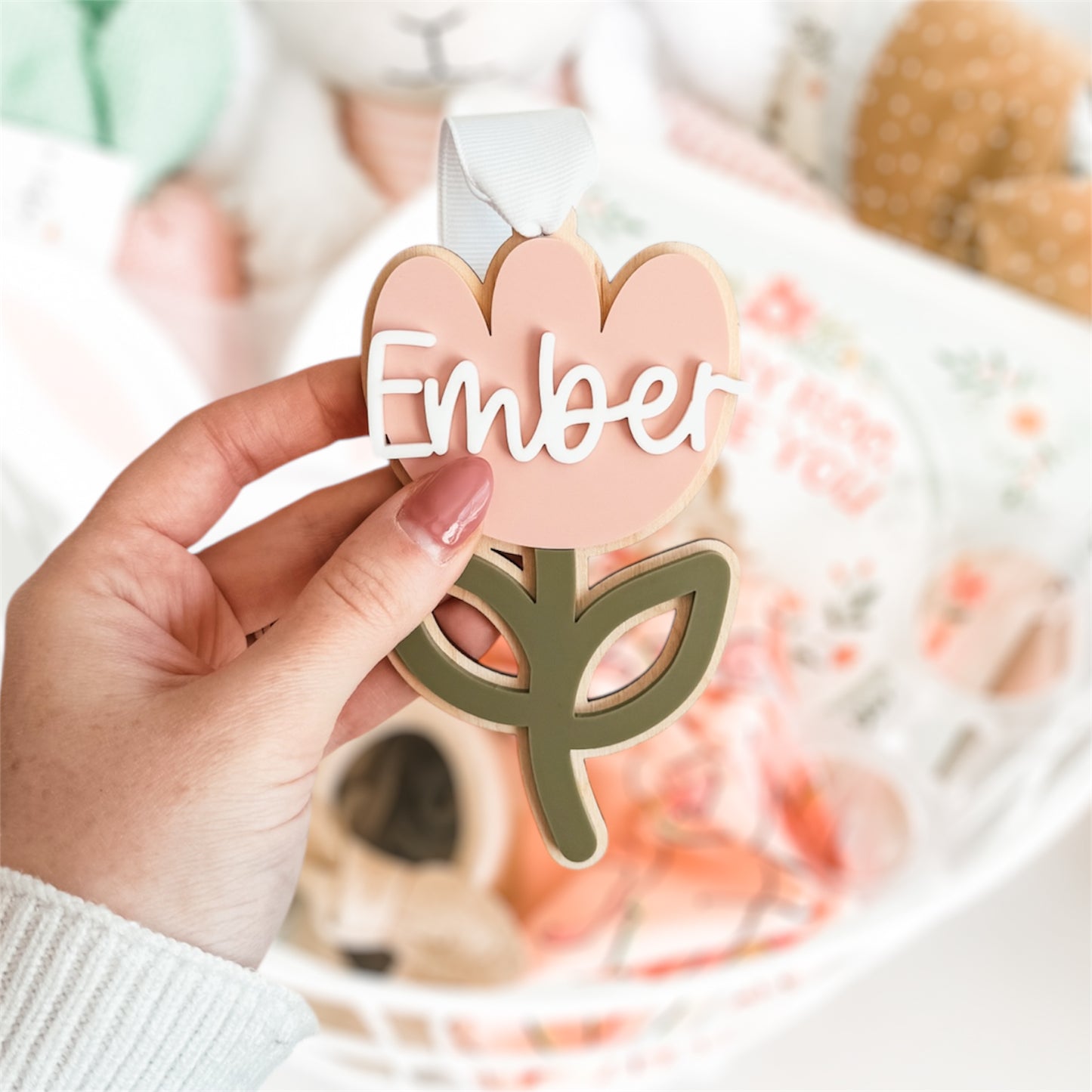 3D Tulip Easter Basket Tag