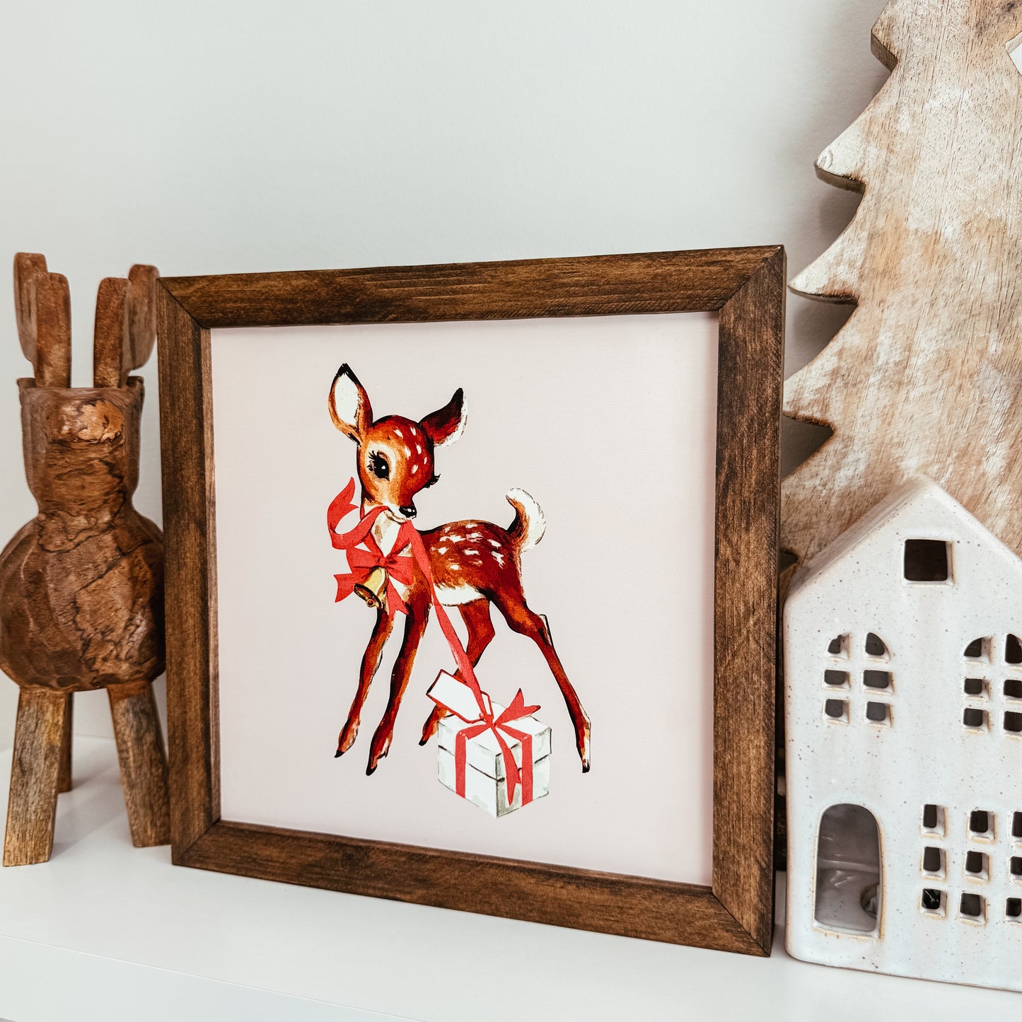 Vintage Reindeer Christmas Sign