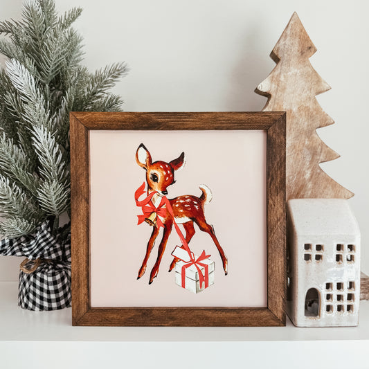 Vintage Reindeer Christmas Sign
