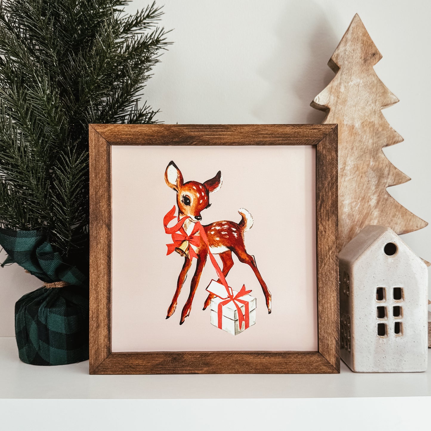 Vintage Reindeer Christmas Sign