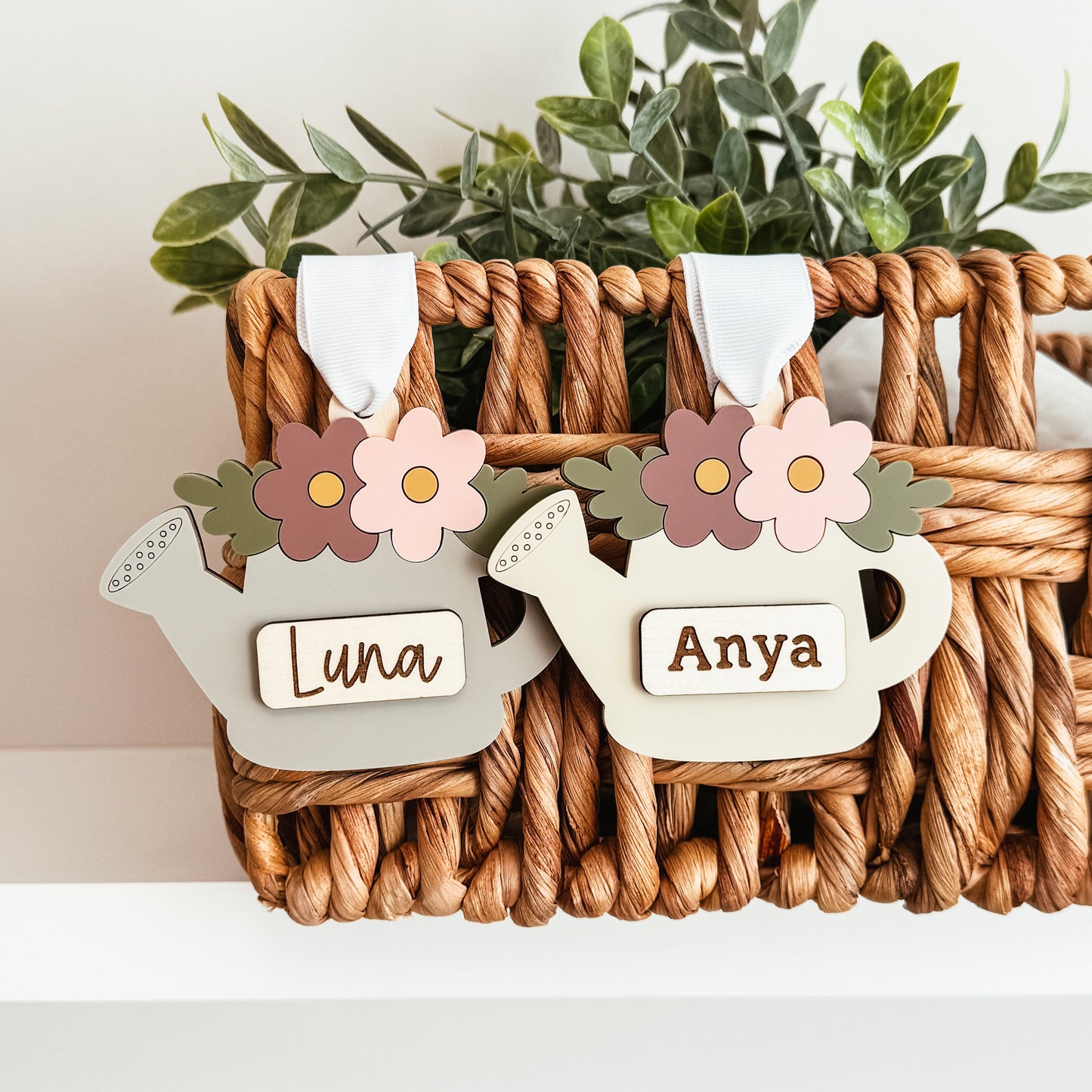 Floral Watering Can Easter Basket Tag