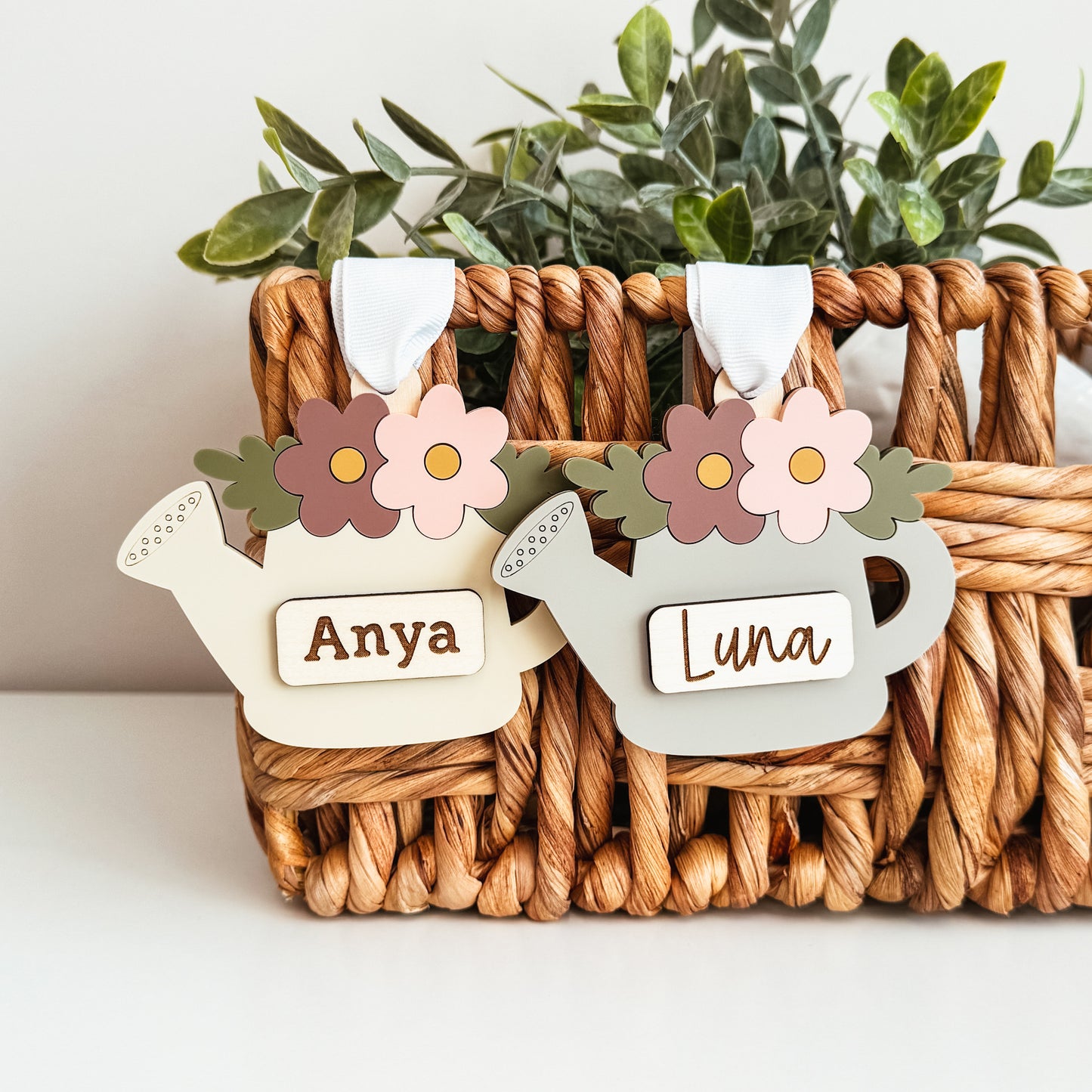 Floral Watering Can Easter Basket Tag
